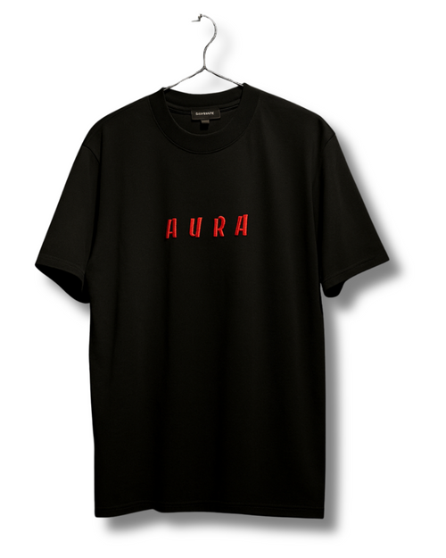 AURA (Black oversized embroidery T-Shirt)
